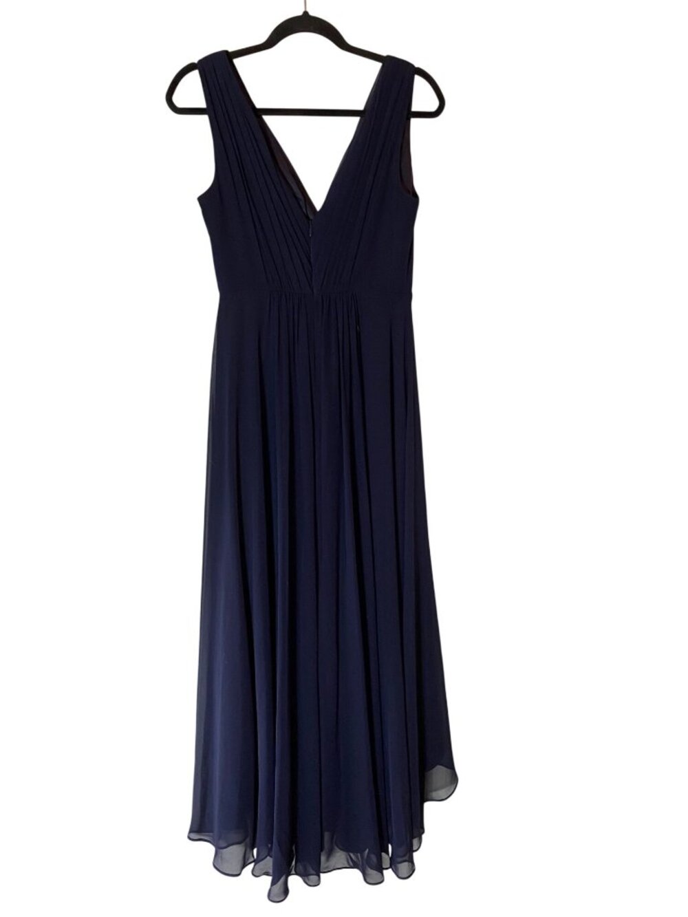 Eliza J Navy Blue Sleeveless Chiffon Evening Gown Beaded Waist Size 4 - Picture 5 of 12